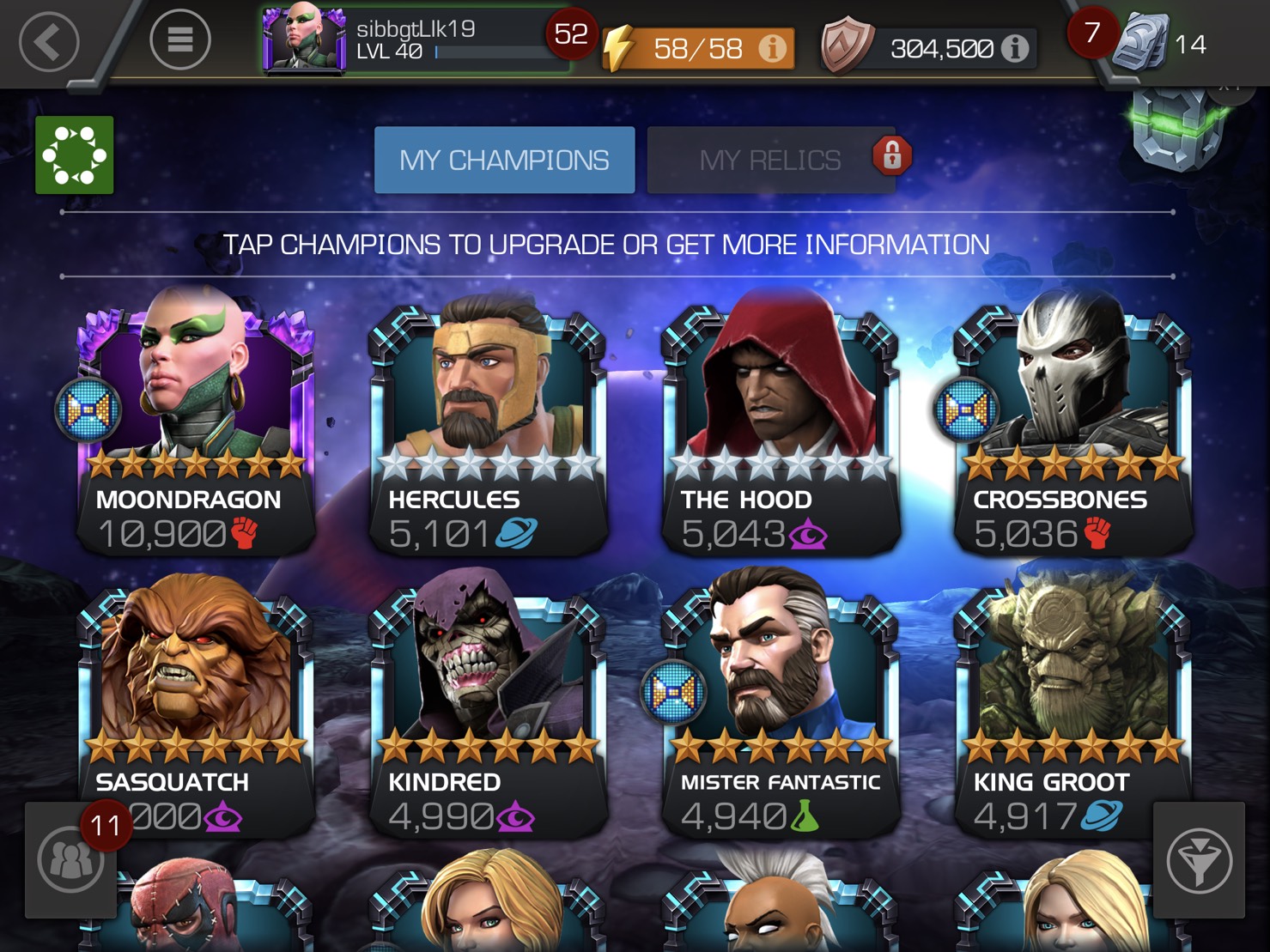 marvel contest account