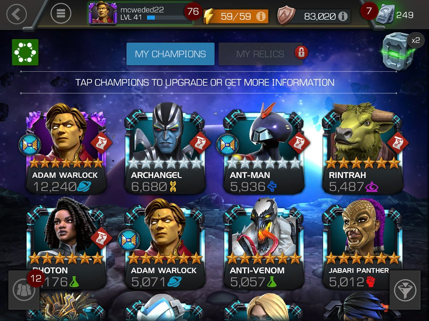 marvel contest account